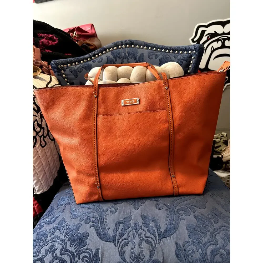 Tumi Voyageur Q Bright Tangerine Orange Tote - Picture 1 of 10